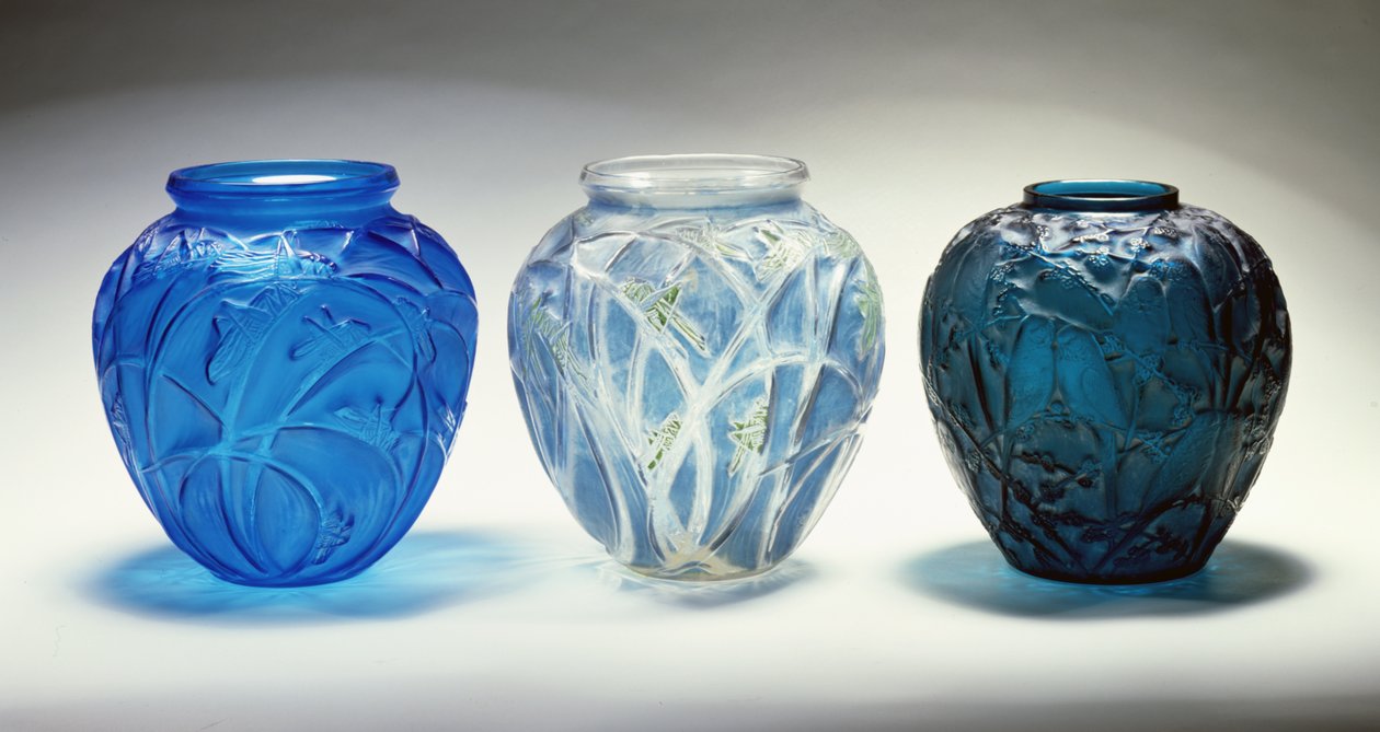 ルネ・ラリック　LALIQUE 花瓶　VASE　 ツル　美品 R.LALIQUE ルネ・ラリック「Dahlias」ダリア 菊文大花瓶 花
